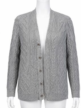 Express Gray Cable Knit Button Front Cardigan